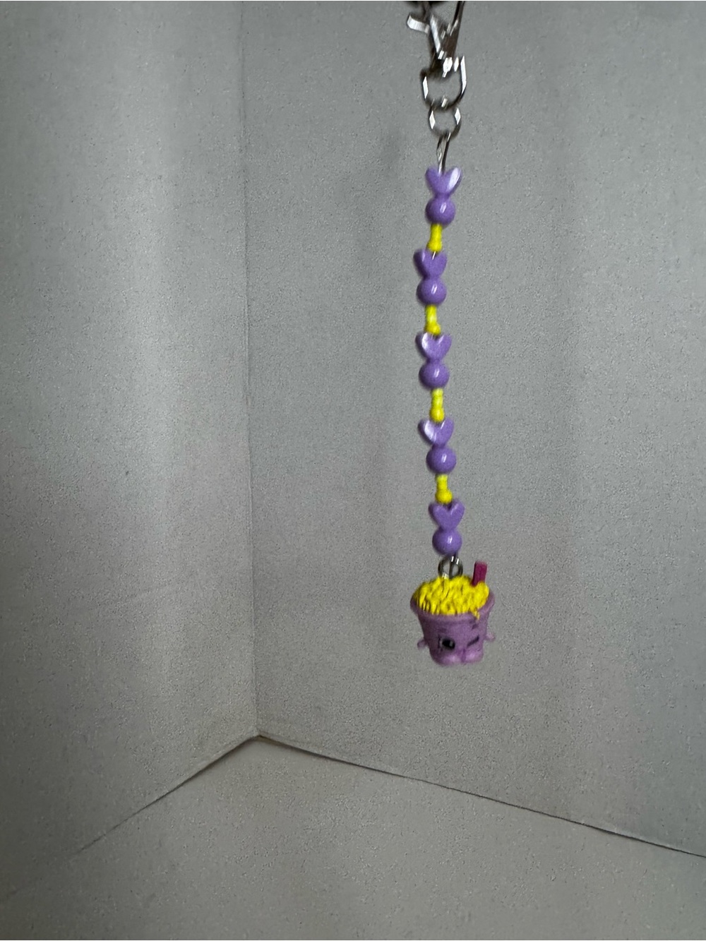 Shopkins Purple and Yellow Noodle Cup Keychain Charm